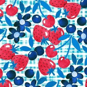 Paper Picnic Berry Collage in Red, White and Blue