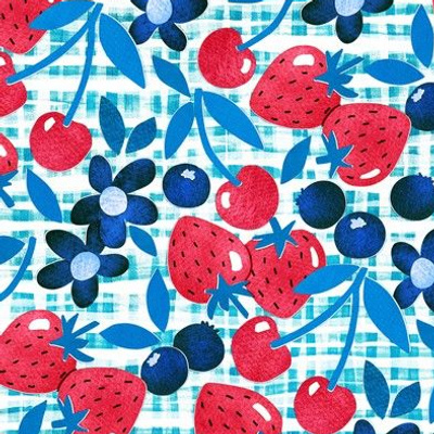 Paper Picnic Berry Collage in Red, White and Blue