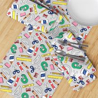 school supplies - back to school - teacher - green tape on grey  - LAD20