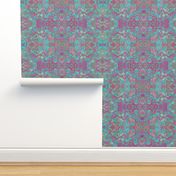 Birds of Sunrize Bohemian Pattern Turquoise Fuchsia Pink