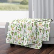 Young Forest – Kids Woodland Animals & Trees, Bedding Blanket Baby Nursery, MEDIUM scale