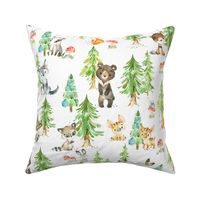 Young Forest – Kids Woodland Animals & Trees, Bedding Blanket Baby Nursery, LARGE scale