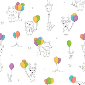 Safari Animals Party with Balloons, Baby Kids Birthday