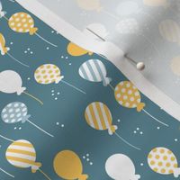 Party balloon fun birthday wedding theme in modern yellow blue neutral