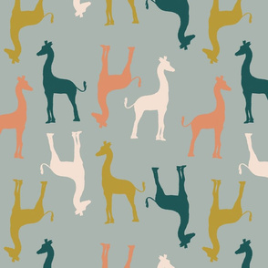 modern giraffe on cloud blue 