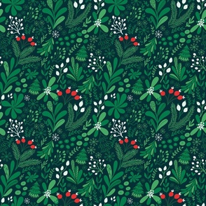 Small scale Merry Christmas -pattern-green