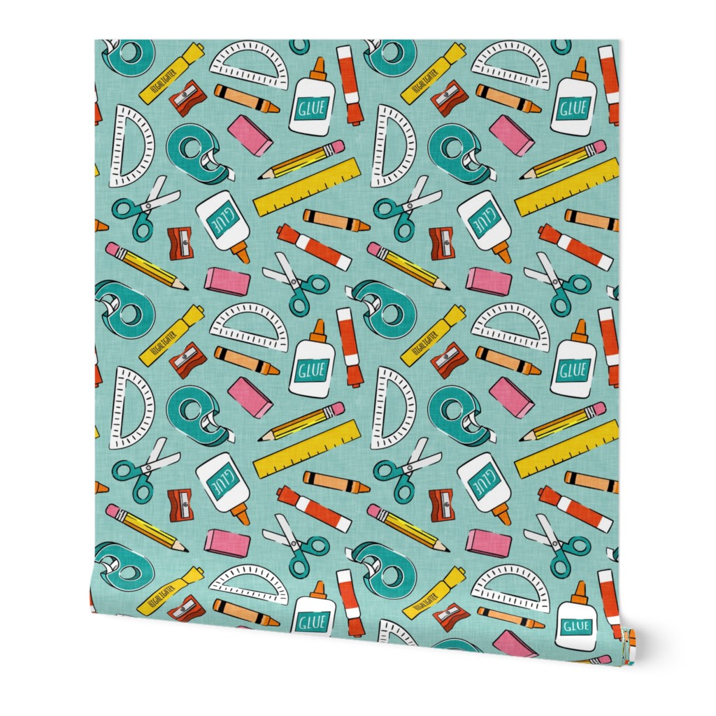 (small scale) school supplies - back to school - teacher - teal - LAD20