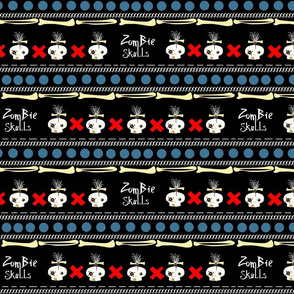 zombie skulls / X stripe