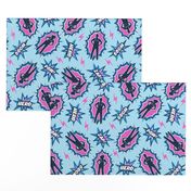 medical superhero - nursing nurse doctor hero fabric - pink on blue - LAD20