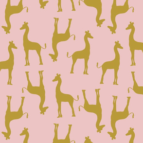 modern giraffe in mustard on pink 