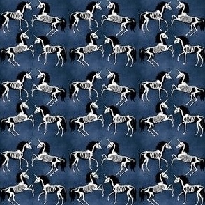 Skeletal Unicorns on Navy