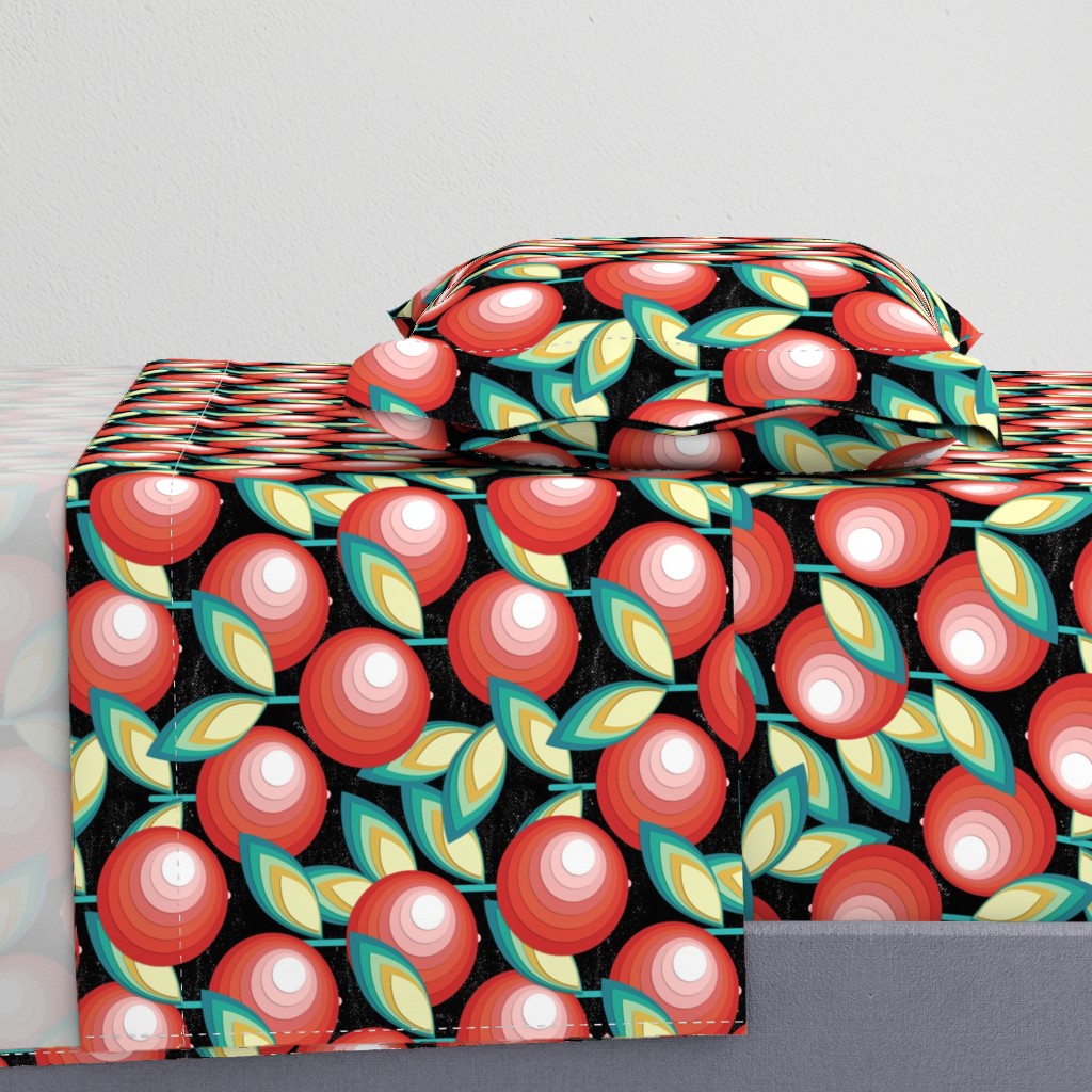 Paradise apples, Red, paper cut imitation. Black background