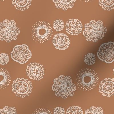 Blossom mandala abstract flower illustrations sweet romantic floral boho design spring summer rust brown neutral