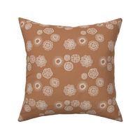 Blossom mandala abstract flower illustrations sweet romantic floral boho design spring summer rust brown neutral