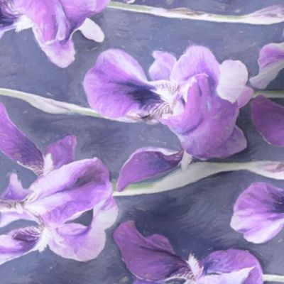 Simple Iris Pattern in Pastel Purple Rotated