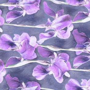 Simple Iris Pattern in Pastel Purple Rotated