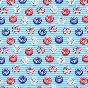 (micro scale) Stars and Stripes - Flag Donuts - Blue Stripes C20BS