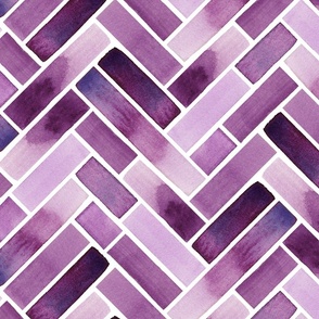 Watercolor Herringbone / Chevron – Pink and Purple (L)