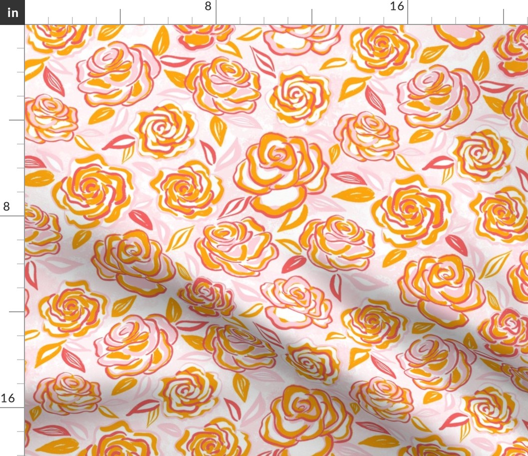 sketchy roses/orange/medium