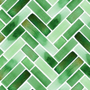 Watercolor Herringbone / Chevron – Warm Green (L)