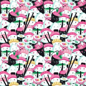 Tiny scale // Kawaii Sushi Crowd // pink