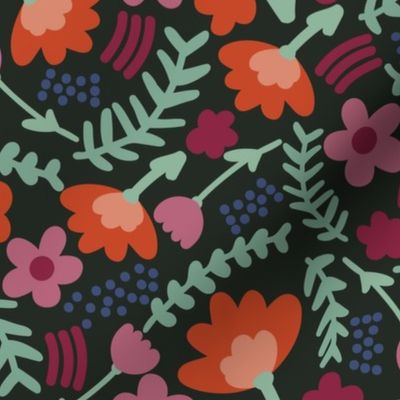 Simple dark florals // cute girls flower fabric