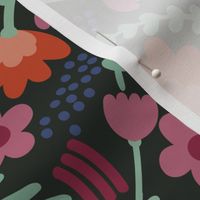 Simple dark florals // cute girls flower fabric