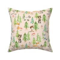 Young Forest (blush) Kids Woodland Animals & Trees, Bedding Blanket Baby Nursery - MEDIUM scale