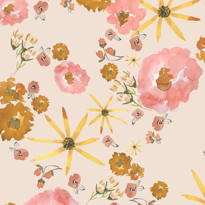 wildflower pinks and mustard clean on blush