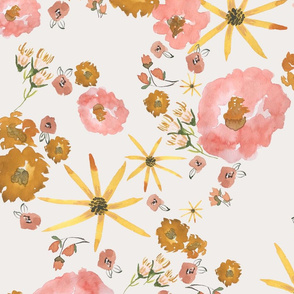 wildflower pinks and mustard clean on cream