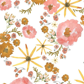 wildflower pinks and mustard on milk