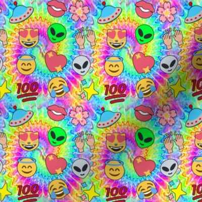 custom approx 0.75 inches aliens emoji tie dye