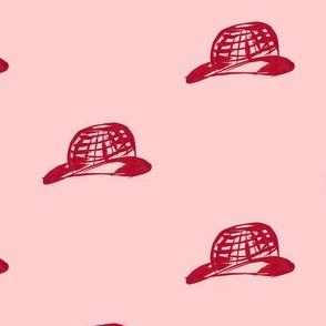 Chic Red Hats on Baby Pink