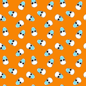 skulls in medical masks on orange small