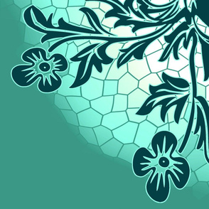 Floral Oval Quilt 1 TEAL GREEN