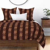 CSHB1 - Large - Art Deco Checked Stripes in Brown and Tan