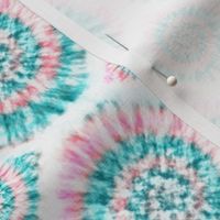 Summer Spiral Tie-Dye in Aqua and Pink - 4" repeat