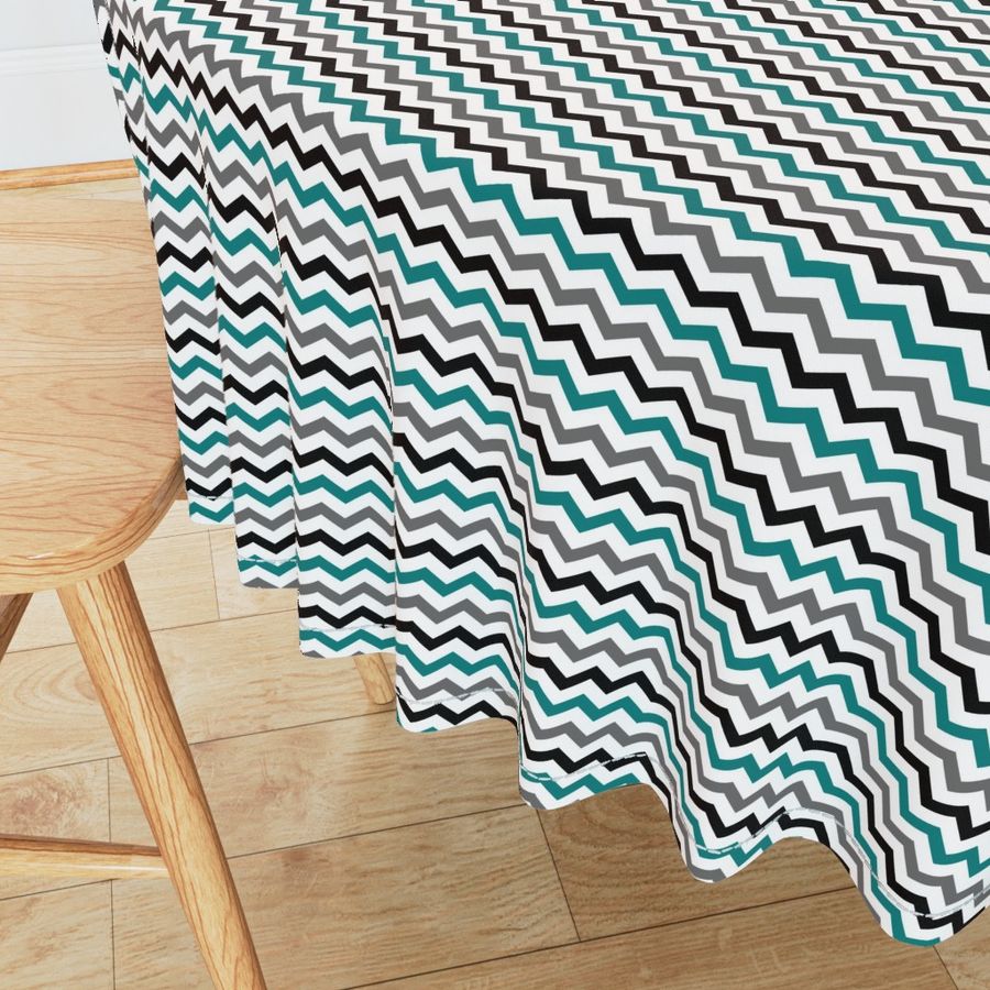 Chevron - Dk Teal, Grey & Black