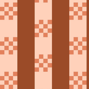 CSHB1 - Art Deco Checked Stripes in Coral Tones