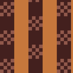 CKS1 - Large - Art Deco Checked Stripes in Chocolate and Caramel 