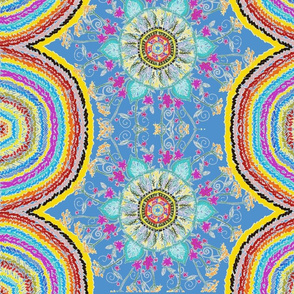 Happy blue and multicolored mandala