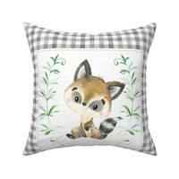 Young Forest Raccoon Pillow Front - Fat Quarter size