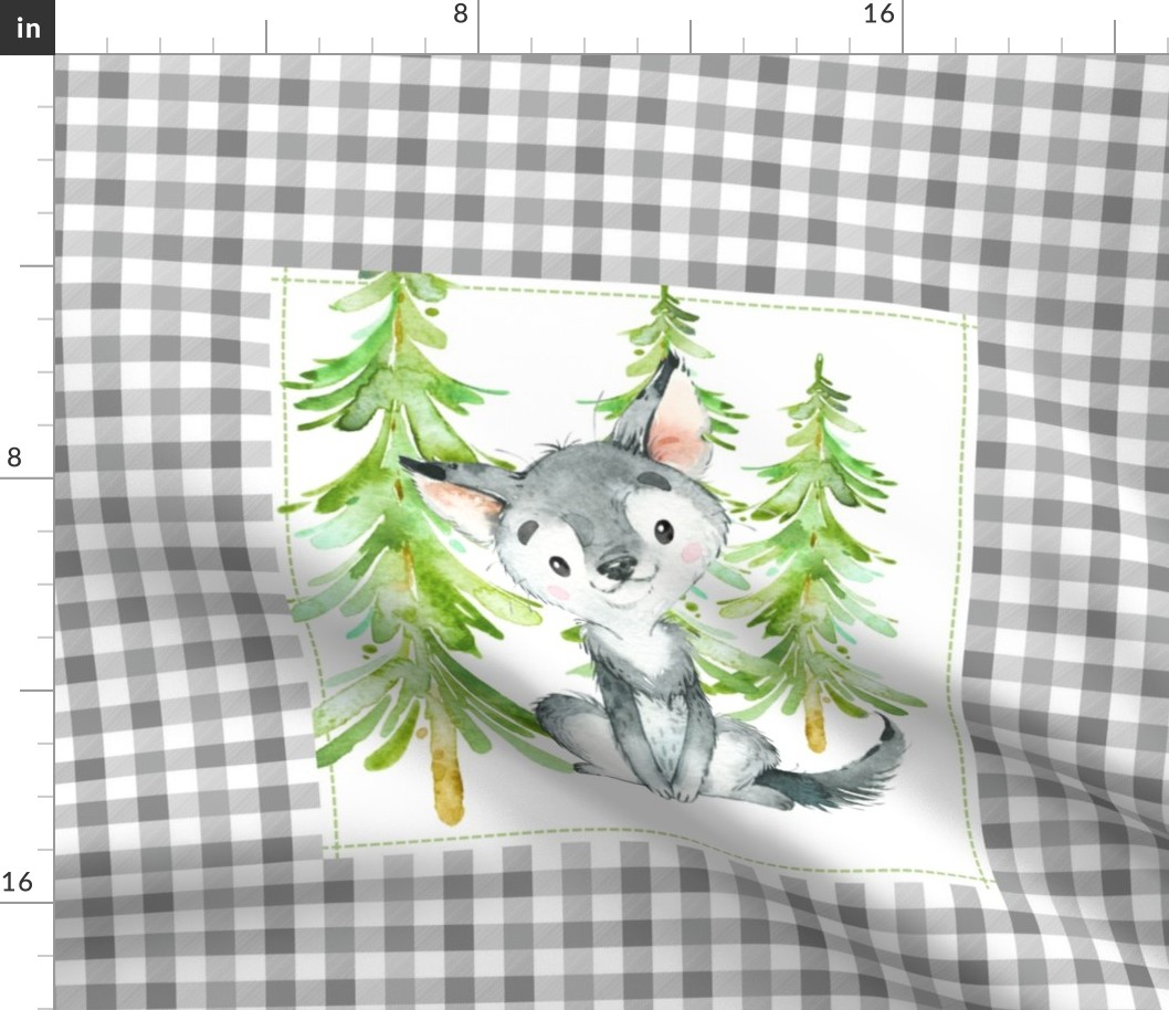 Young Forest Wolf Pillow Front - Fat Quarter size