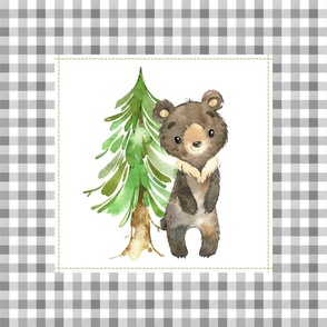 Young Forest Bear Pillow Front - Fat Quarter size