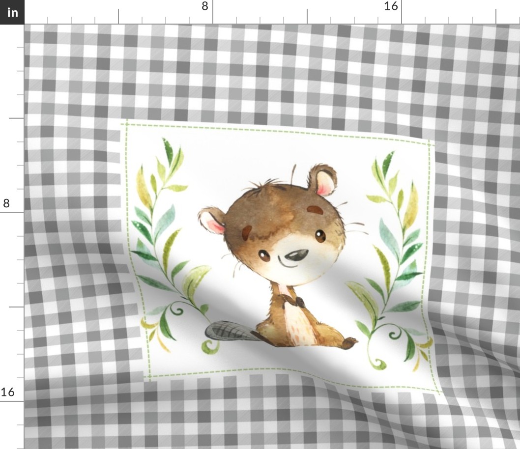 Baby Beaver Pillow Front - Fat Quarter size