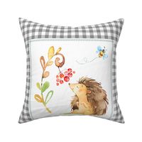 Woodland Hedgehog Pillow Front - Fat Quarter size