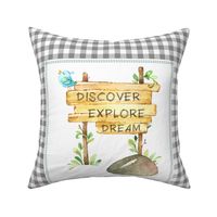 Discover Explore Dream Pillow Front - Fat Quarter size