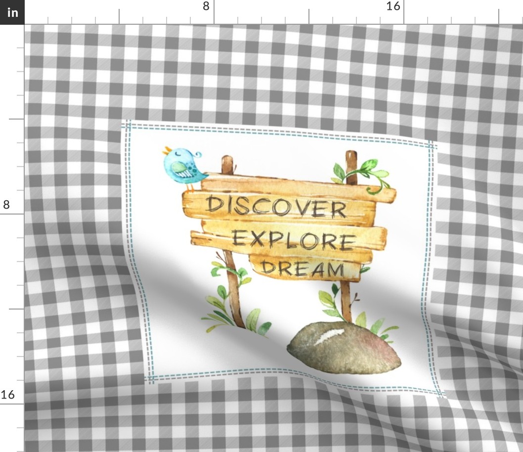 Discover Explore Dream Pillow Front - Fat Quarter size