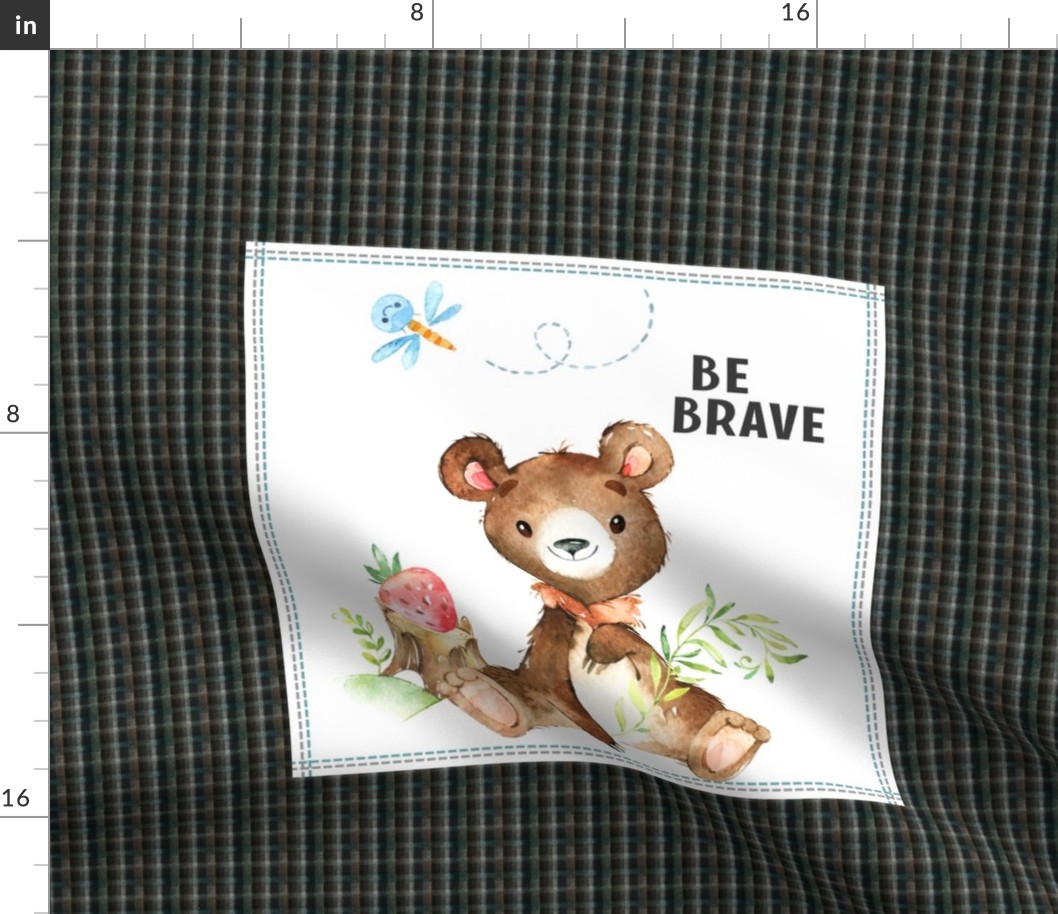 Brave Bear Pillow Front - Fat Quarter size