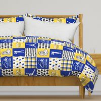 Basketball//Football//Volleyball//Spartans - Yellow//Blue - Wholecloth Cheater Quilt - Rotated 